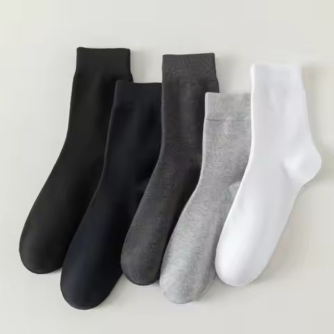 Men's plus Size Cotton Socks 38-47 Soft Breathable Black Business Cotton Footwear for Autumn Winter