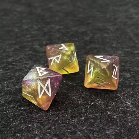 Acrylic 3Pcs/Set 8-Side D8 Rune Dice Double Color Dazzling Constellation Mysterious Erudite Luck Dic
