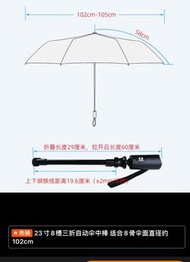 23吋8槽三折自動傘中棒