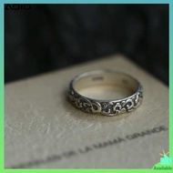 cincin cincin silver 925 original lelaki Veinsbrick - "Saya ingin menjadi jambatan batu" corak terukir perak sterling lama 925 cincin lelaki dan perempuan