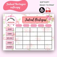 SOFTCOPY PDF JADUAL BERTUGAS HIASAN DEKORASI KELAS PINK