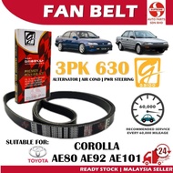 S2U Gaido Fan Belt Toyota Corolla AE80 AE92 AE101 Air Cond Alternator Power Steering Belt 3PK630 Tal