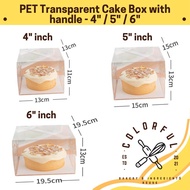 PET Cake Box Transparent 4/5/6 Inch Square Clear Board Packaging Portable Pastry Mousse Cheese PET Papan Kek Kotak Bekas