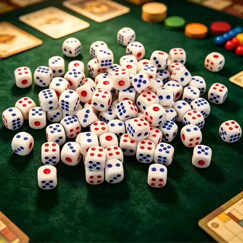 30/60pcs 6 Sided White Dice with Red & Blue Pips, Standard D6 Game Dice for Board Games, Math Teachi