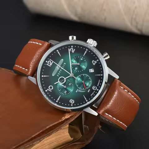 2026 Hindenburg Zeppelin 8086-4 Automatic Date Multifunctional Chronograph Series Top Leather Watch