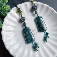 危地馬拉危料 天然翡翠 黑檀木 綠松石 福運連連 仿古無事牌 包掛