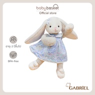 Gabriel Little Isabelle-Rabbit Blue Floral Dress Bow In The Ear Sitting In A Gentle Posture