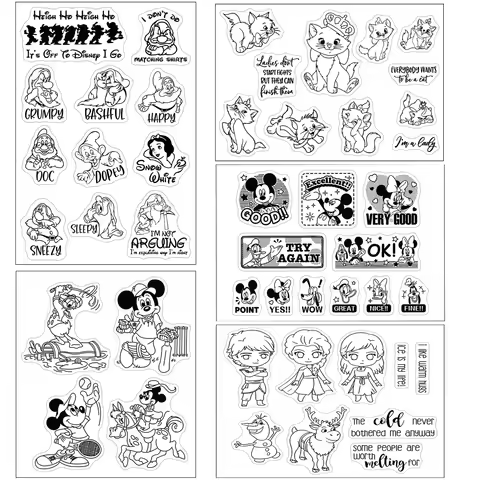 Disney Anna Elsa Snow White 7 Dwarfs Clear Stamps for DIY Scrapbooking Paper Card Craft Mickey Mouse