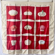 Bvlgari氣質紅色米白色絲巾圍巾 日本中古vintage