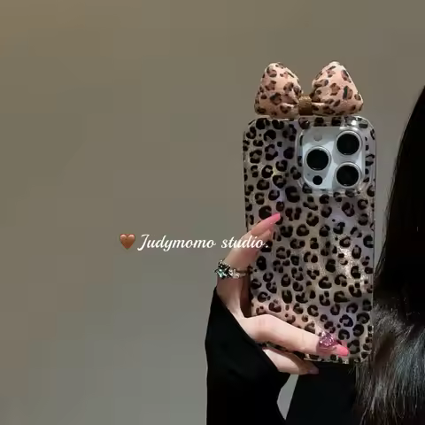 For OPPO A40 A80 A5X A6 Pro A79 A78 A58 A18 A54 A74 A94 A53S A17 Dazzling Leopard Bowknot Cartoon Lu