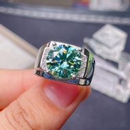 5 Carats Green Moissanite Diamond Ring for Men 925 Sterling Silver Fine Wedding Jewelry