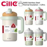Cille 1.3L Tea Separating Bucket Straw 316SS Stainless Steel Vacuum Flask Thermos Water Bottle