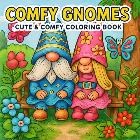 COMFY GNOMES : Coloring Book for Adults Featuring Cute Cozy Daily Activities for Relaxation (Cozy Sp
