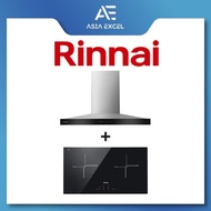 RINNAI RH-C2859-SSW 90CM CHIMNEY HOOD WITH DIGITAL TOUCH CONTROL + RINNAI RB-7012H-CB 2 ZONE INDUCTION HOB WITH TOUCH CO