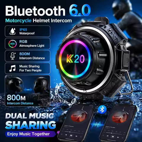 Bluetooth 6.0 Wireless Motorcycle Helmet Headset Hands-free Call 800M Intercom Earphone IP56 Waterpr