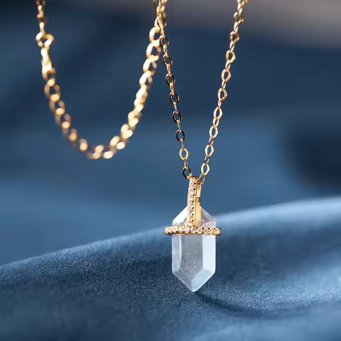 Moonstone S925 Sterling Silver Pendant Necklace for Women Faceted Zircon Micro Pave Healing Gifts Je