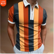 2023 Men's Short-Sleeved Lapel Zipper Polo Shirt Fashion 3D Printed Top T-Shirt Men's Pol10.4mv