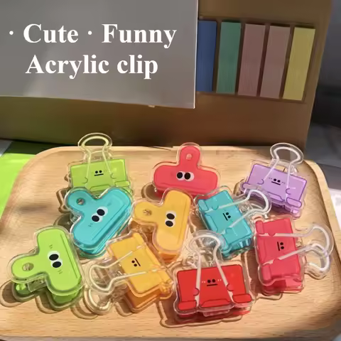 5pcs/set Cute Acrylic Clip Funny Eye Emoji Snack Bag Closure Clip Data Handbook Folder Office Decora