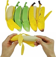 6Pcs Soft Fake Bananas Simulated Bananas Stress Relief Toys,Stretchable Squishy Banana Squeeze Toys,Party Favors Birthday Gifts Cute Miniature Novelty Toys(Non-Edible)
