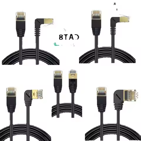 Ultra Slim Cat8 Ethernet Cable SFTP 40Gbps Cat 8 RJ45 Network Lan 90 Degree UP Down Angle Internet R