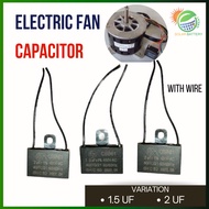 Electric Fan Capacitor w/ Wire – 1.5uF & 2uF | 400V/450V AC | Ceiling Fan Start & Run Motor Cap