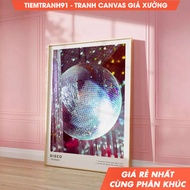 Tranh treo tường Trendy Disco Ball Print Colourful Disco Wall Art Retro Dorm Room Decor 70s Mirrorba