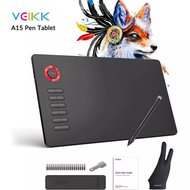 VEIKK A15 Drawing Tablet 10X6 Inch Graphics Tablet with 12 Shortcut Keys and Battery Free Pen (8192 