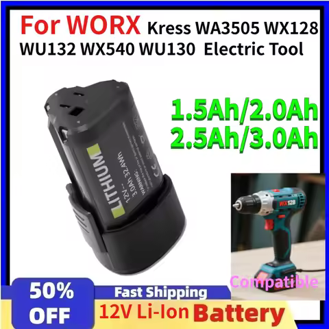 Electric Tool Rechargeable lithium ion Battery 12V 1.5Ah/2.0Ah/2.5Ah/3.0Ah for Fits Kress WA3505 WX1