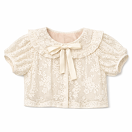 BNKBRAND STELLA TOP เสื้อครอปผ้าลูกไม้แต่งดีเทลปกระบาย มาพร้อมซับในและโบว์ผูก
