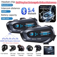 600M Half Duplex Motorcycle Helmet Intercom Headset V5.4 Waterproof Music Share Interphone Intellige