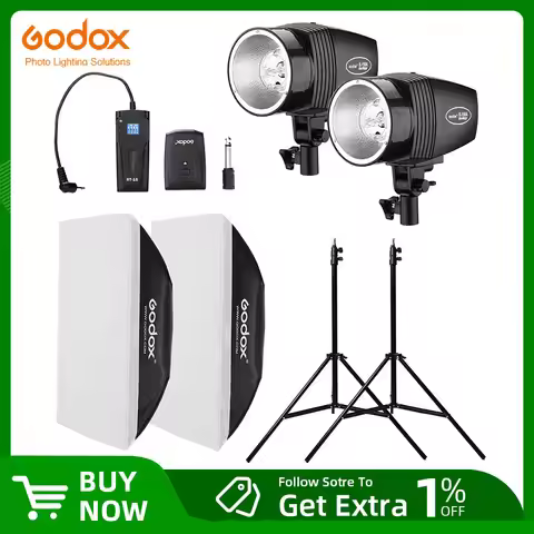 Godox 300Ws 2x 150Ws Strobe Studio Flash Light Kit with RT-16 Trigger & 2x 50x70cm Softbox & 2x 190c
