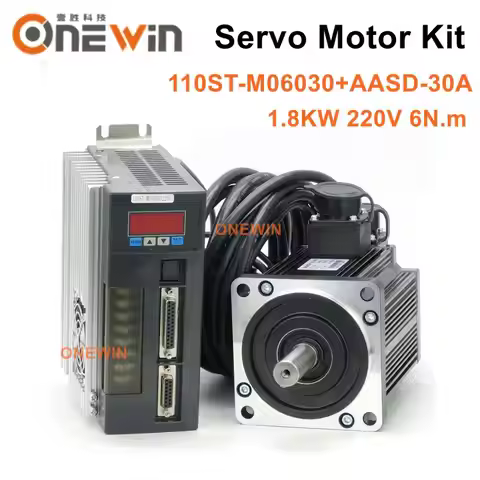 1.8KW AC servo motor kit 110ST-M06030+AASD-30A driver diameter 110mm 220V 6NM 3000rpm