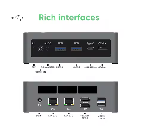 AMD Ryzen AI 9 HX 370 365 PRO 360 TOPC Mini PC Gamer USB4 2x2.5G LAN Oculink 2xPCIe4 Desktop Gaming 