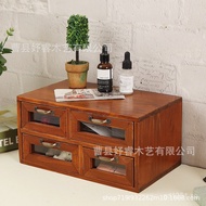 Small Cabinet Tape Mask Desktop Cosmetics Retro Solid Wood Storage Cabinet Drawer Organizer Box Stor