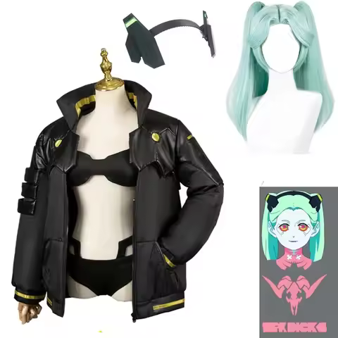 Anime Cyberpunk Edgerunners Rebecca Cosplay Costume Jacket Wig Tattoo Stickers Headwear Suit Hallowe