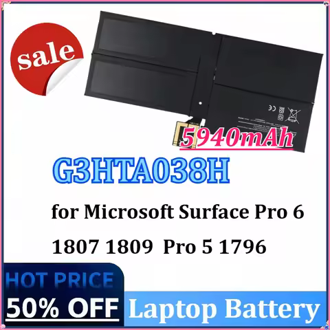 5940mAh New G3HTA038H DYNM02 Laptop Battery for Microsoft Surface Pro 6 1807 1809 for Microsoft Surf