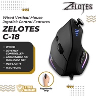 Zelotes C18 Ergonomic Vertical Joystick Gaming Mouse 10000 DPI 11 Button Programmable Ergonomic