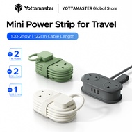 Yottamaster Travel Power Strip Socket Extension 1.1m with 3 Outlet USB Ports Flat Extension Plug