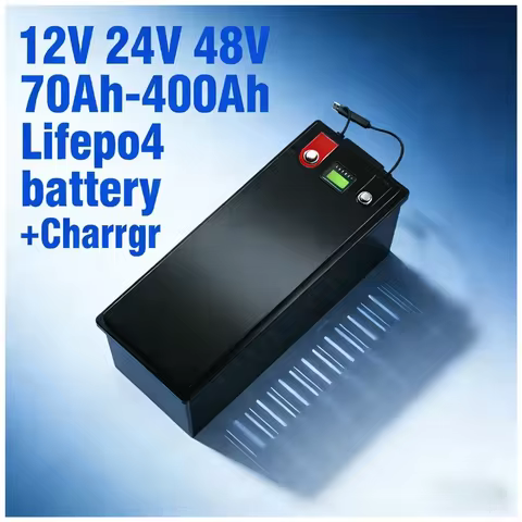 LiFePO4 Battery 12V 24V 48V 70Ah-400Ah | Deep Cycle Lithium Iron Phosphate Battery with Charger | Pe