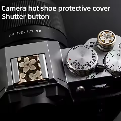 Metal Camera Hot Shoe Cover Shutter Button Protective Cap for Canon Nikon Sony Fuji XT50 XM5 XT30II 
