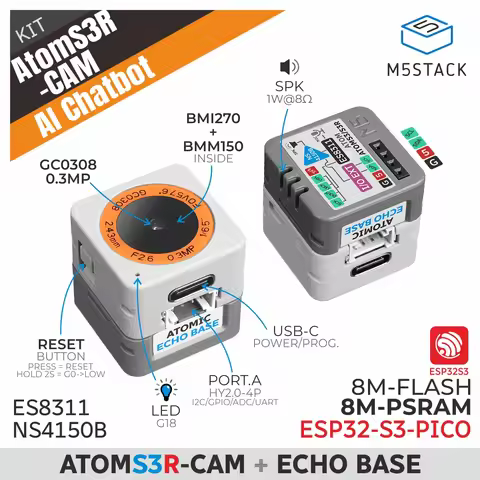 M5Stack Official AtomS3R-CAM Al Chatbot Kit (8MB PSRAM)