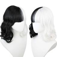Live Movie Cruella de Vil Black White Witch Cruella cos Wig Halloween Yin Yang Head Bangs