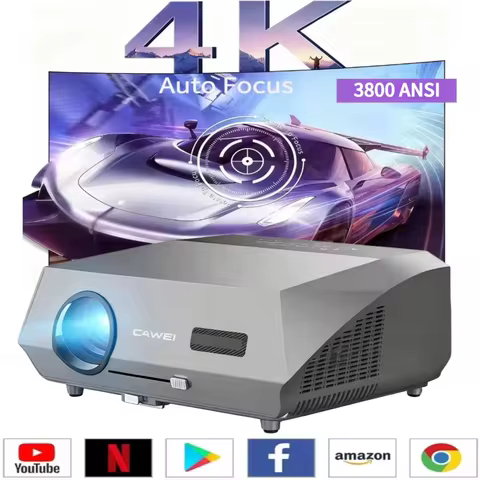 4K Native Full HD Projector Android 3800 ANSI 2.4+5G WiFi WLAN Auto Focus TV Movies Video Projector 