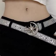 Moon-shaped belt with stars and details studded with sparkling stones, super beautiful, YK2 style fo
