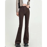 Women's High Waist Jeans Plus Size Korean Brown Flare Pants