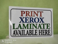 Print Xerox Laminated Available Signage PVC Plastic (Like ID) 7.8x11 inches. For Gates, Doors and Wa