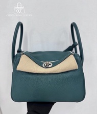 🌈Hermes💚Lindy 26💚Z6孔雀綠銀扣🌟99新🌈TC皮🌟Stamp A🌟