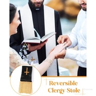 Crazy 2Pcs Reversible Clergy Shawl with Crossed Tassels for Pastors Religious Occasion