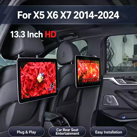 13.3 inch 4K Android Screen For BMW 5 Series 7 Series X5 X6 X7 2014-2024 Car Headrest Video Player R