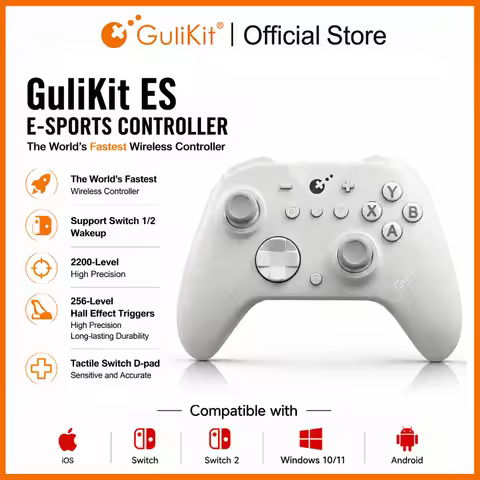 GuliKit ES E-sports Bluetoth Controller for Nintendo Switch, Switch 2 Wireless Gamepad with Hall Eff